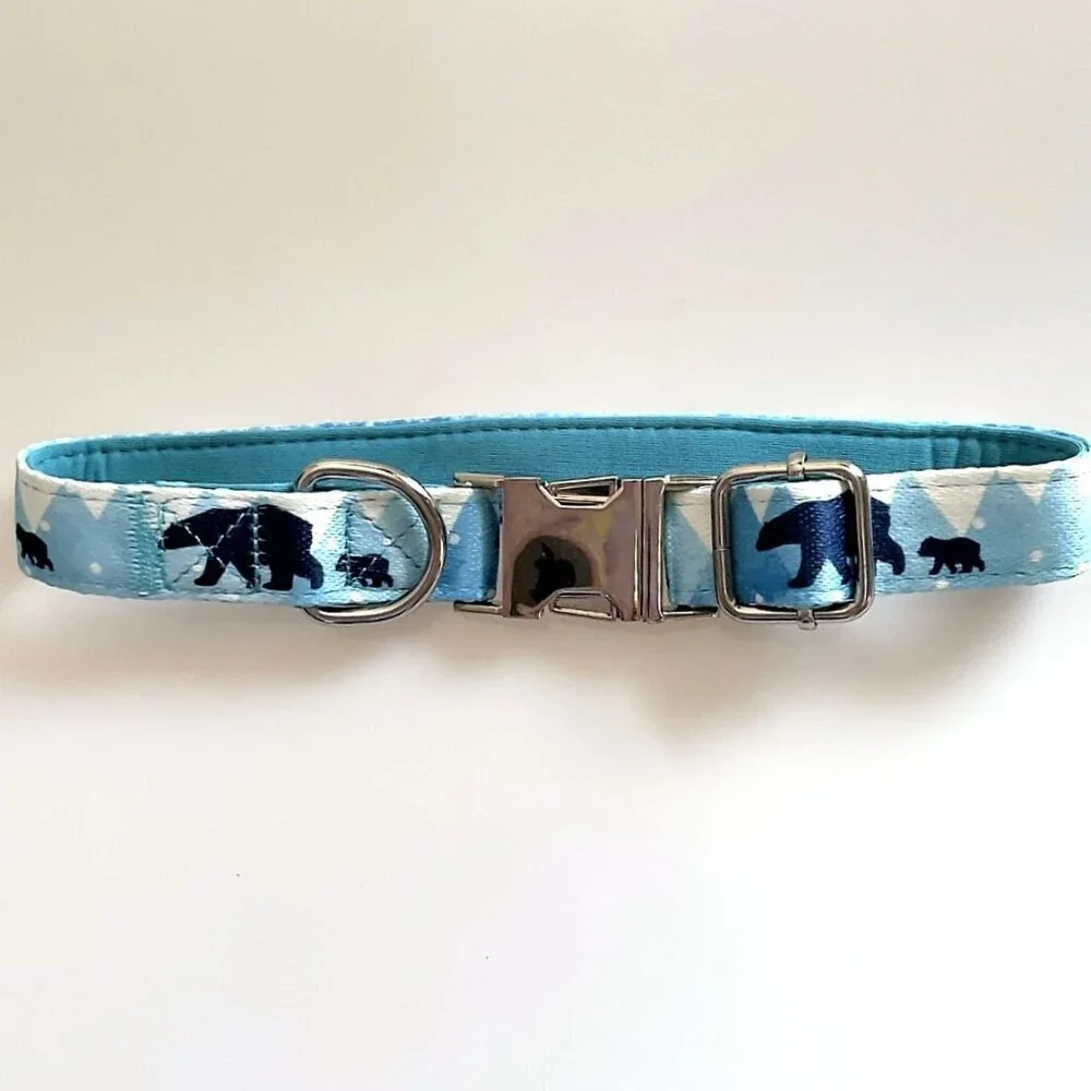BLUE DOG COLLAR MAMA BEAR AND CUB WITH MOUNTAINS